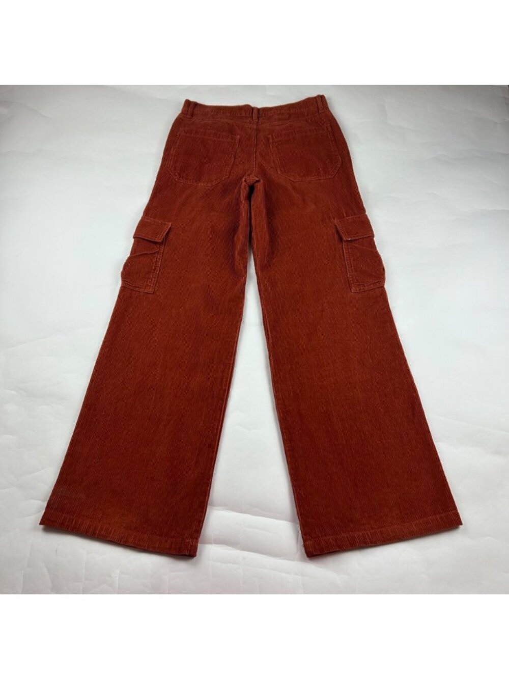 LONG RSQ Rust Cotton Corduroy Wide Leg Cargo Pant 27 - Picture 5 of 6